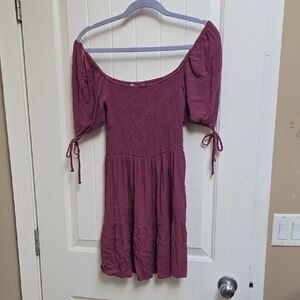 Aeropostale Youth Gitl XL Crinkled Plum Purple Dress Short Sleeve